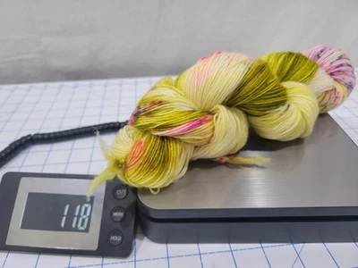 1 Skein NO TAG Fingering Yarn  MULTI COLOR YELLOW GREEN color - Image 1 of 4