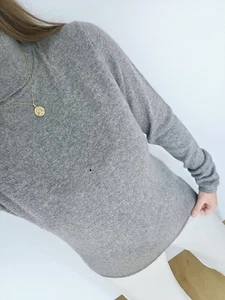 ✂️ Rollneck 100% Pure Cashmere Sweater Jumper For Repair Craft Size L 12 Grey - Picture 1 of 16