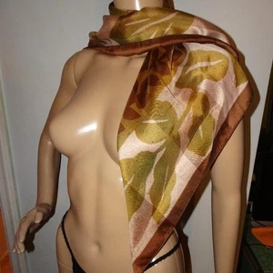 Bufanda vintage hojas marrones y doradas extra grande bohemia hippy retro pinup - Imagen 1 de 14