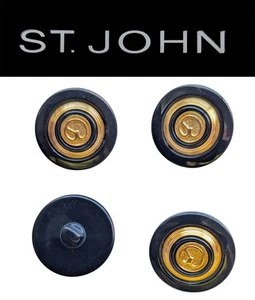 St John Knits (0,8 Zoll) Acryl schwarz & gold Logo Ersatz Knöpfe  - Bild 1 von 1