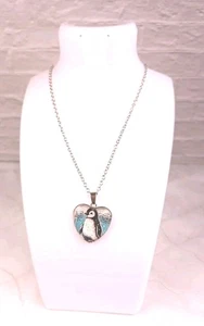 Christmas Penguin Heart Shaped Necklace Silver Tone 20" Gift/Stocking Filler New - Picture 1 of 3