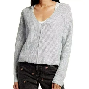 BP. Women's Weekend V-Neck Sweater in Grey Medium Heather Large MSRP $39 - Picture 1 of 2