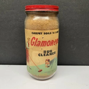 Rare Vintage Glamorene The World's Finest Carpet Cleaner LARGE Glass Jar & Lid - Picture 1 of 5