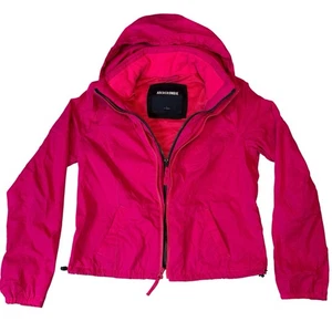 Abercrombie & Fitch Light Full Zip Windbreaker jacket Womens Sz L Large Hot Pink - Picture 1 of 10