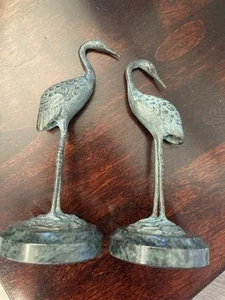 Vintage Sand Pacific international SPI bronze crane sculptures with marble base - Picture 1 of 11