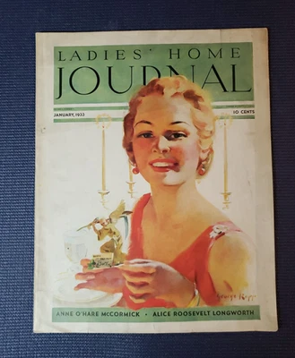 1933 January Ladies Home Journal Magazine - Cover Art Large Format — 第 1/4 张图片