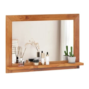 27.5 x 20 Inch Rectangle Decorative Mirror Farmhouse Wall Mirror w/ Shelf, - Picture 1 of 10