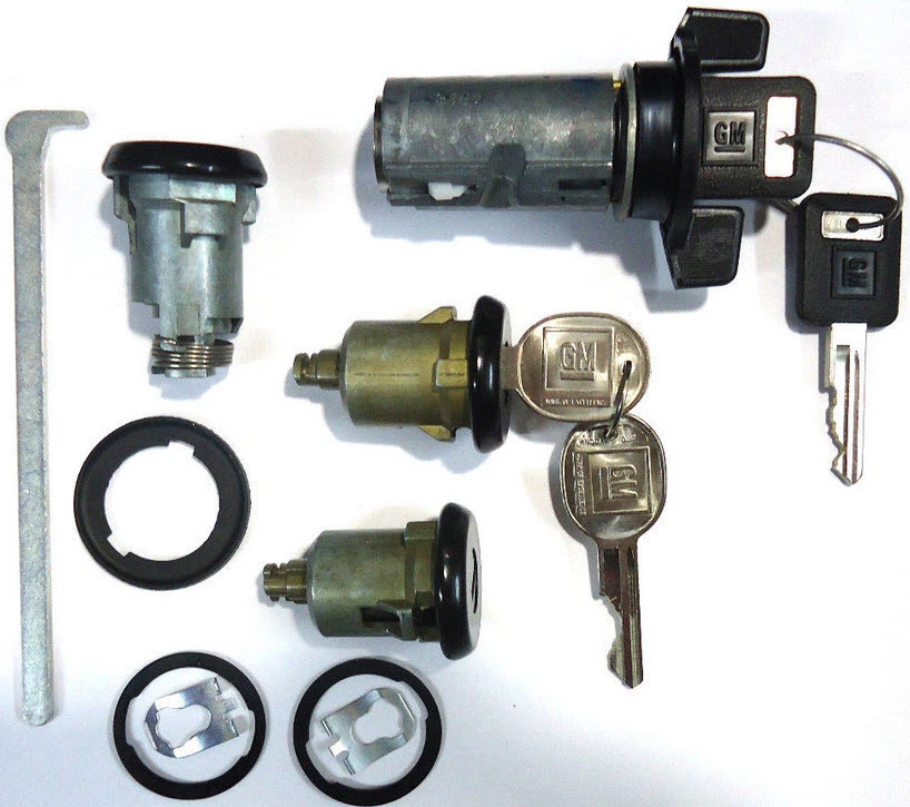 New GM OEM Black Ignition/Doors/Trunk Lock Key Cylinder Set With Keys To Match - Image 1 of 1