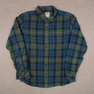 LL Bean Flanellhemd Herren Medium Grün Blau Scotch Karo Traditional Fit L/S - Bild 1 von 18