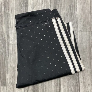 ADIDAS Stretch Waist Black Polka Dot Activewear Track Pants Girl's Size Large - Picture 1 of 10