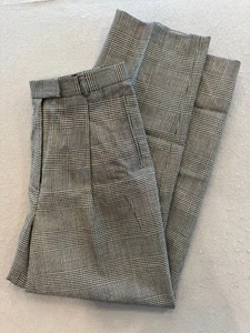 Lauren Ralph Lauren Pure Wool Vintage Pants Womens 8 Herringbone Check Pleated - Picture 1 of 6