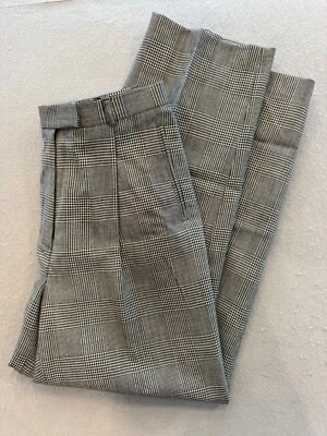 Lauren Ralph Lauren Pure Wool Vintage Pants Womens 8 Herringbone Check Pleated - Image 1 of 4