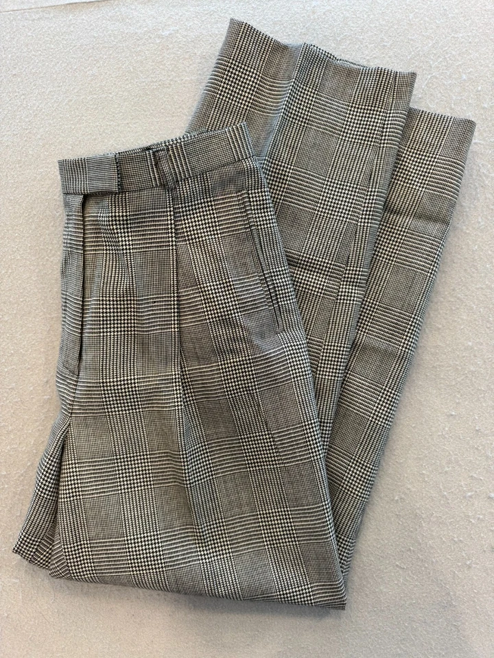 Lauren Ralph Lauren Pure Wool Vintage Pants Womens 8 Herringbone Check Pleated - Image 1 of 4