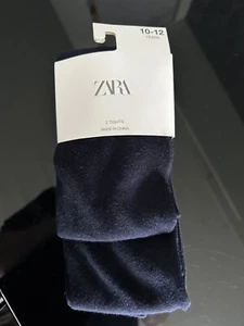 New Girls ZARA Tights Set Of 2 In Pack Navy Blue Size 10-12 Years - Picture 1 of 2