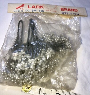 LOT 4 Bunches White Pearl Bead Taiwan MILLINERY HATS DOLLS FLOWERS WEDDING - Image 1 of 4