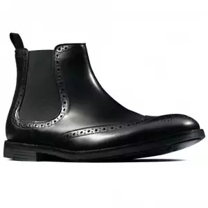 Stivali Clarks Ronnie Top Smart Chelsea in pelle nera da uomo taglia UK 10 1/2G - Foto 1 di 7