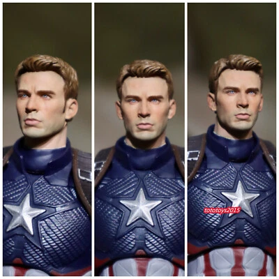 1/12 Capitán América Chris Evans Cabeza Esculpida Ajuste 6"" Hombre Figura de Acción Cuerpo Juguete Foto 1 de 4