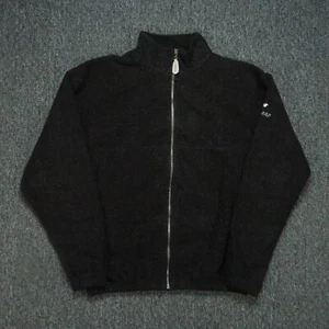 Straight Down Jacket Mens Medium Gray Full Zip Sherpa Deep Pile VTG - Picture 1 of 10
