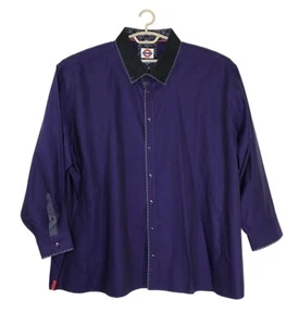 Jermyn & Bond Men’s Shirt Modern Fit Button Down Flip Cuff 100% Cotton Indigo 5X - Bild 1 von 7