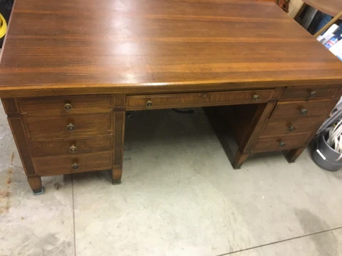 72” X 40” Antique 1910s Executive Walnut Desk Dove Tailed Standard Furniture NY Cover