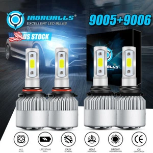 4x Combo 9005 9006 COB LED Headlight Bulbs for GMC Sierra 1500 2500 HD 1999-2006 - Picture 1 of 12