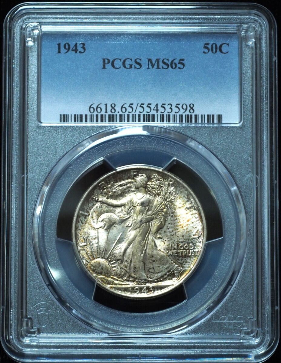 MS 65 Graded 1943 Year Liberty Walking Half Dollars (1916 MS 65 Graded 1943 Year Liberty Walking Half Dollars (1916