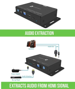 HDMI Audio Extractor & Embedder via S/PDIF Toslink+3.5 MM Stereo-18Gbps-4K 60Hz - Picture 1 of 6