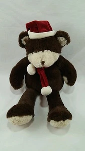Cocalo Brown Teddy Bear Plush Christmas Santa Hat and Scarf 18" Plush Stuffed - Imagen 1 de 2