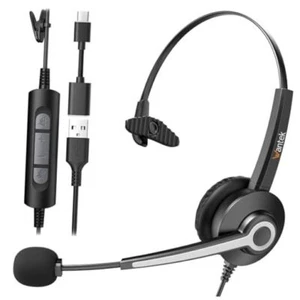 Monaural Corded USB Headsets with Noise Cancelling Mic and in-line Controls, - Picture 1 of 7