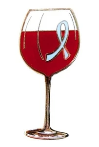 Periwinkle Ribbon Pin Awareness Red Wine Glass Esophageal Cancer Tasting Blue - Picture 1 of 4