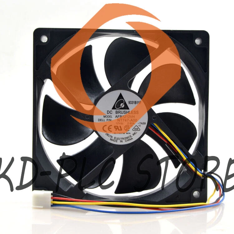 New Delta AFB1212VH PWM 12025 12V 0.60A 12CM 4PIN cooling fan 120*120*25mm - Image 1 of 1