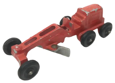 Vintage MFD Toy Cast Iron Road Grader Construction Vehicle Metal Red USA - Image 1 of 4