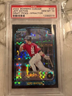 2003 Bowman Chrome Jeff Mathis Angels Draft Picks XFractor #147 PSA 10 Pop 1 - Image 1 of 2