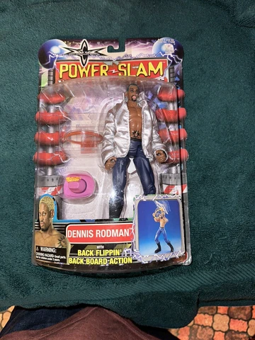 WCW Power Slam Dennis Rodman Figure MOC Green Hair Variant Toy Biz nWo NBA Cover