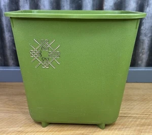 Vintage MCM MAX KLEIN Avacado Green Plastic Footed Waste Basket Trash Can US-211 - Picture 1 of 6