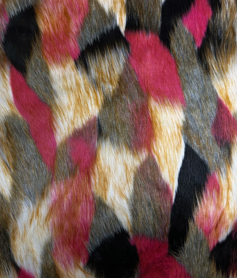 Tela de piel sintética pelo largo tribal retazos 58" con SBY/multicolor piel artesanal abrigo de piel Foto 1 de 4