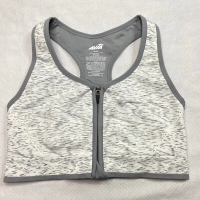 Sujetador deportivo Avia para mujer talla XL blanco gris cierre frontal cremallera ligero elástico  Foto 1 de 4