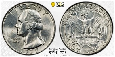 1938-P Washington Quarter, PCGS MS65, Blazing Luster! - Image 1 of 3