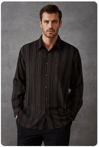 Camisa Tommy Bahama Negra Rayas Manga Larga Botón Delantero Para Hombre 2XL - Imagen 1 de 9