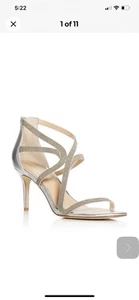 VINCE CAMUTO Womens Size 8M Caviar Silver Petara Round Toe Stiletto Sandals - Picture 1 of 8