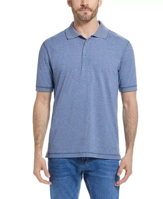Weatherproof Men's Short Sleeves Micro Stripe Knit Polo Shirt Navy Peony-2XL - Image 1 of 4