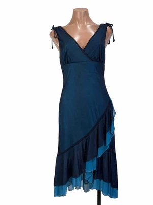 VTG 90s Slip Sheer Dress Jodi Kristopher Whimsigoth Ruffle Asymmetric Hem Y2K - Image 1 of 4