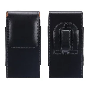 Phone Belt Holder for 5.0-5.2" Phone Vertical Leather Black - Photo 1 sur 7