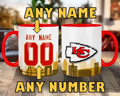 CUSTOMIZABLE Kansas City Chiefs Skyline Jersey Mug - Any Name/Number - 11 oz. - Image 1 of 4