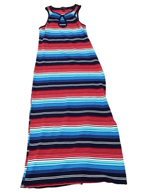 Vestido Derek Heart para mujer sin mangas talla L multicolor a rayas cuello ojo de cerradura nuevo sin etiquetas Foto 1 de 4