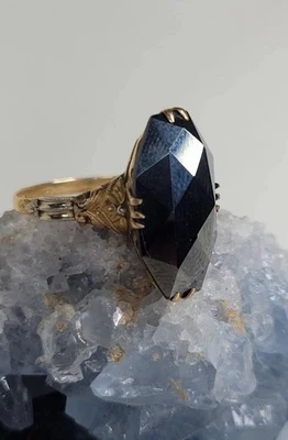 750 18kt gold Faceted Hematite European Victorian  Ring 7.25 - Image 1 of 4