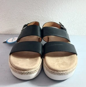 Time and Tru Women's Black Footbed Slide Buckle Back Strap Sandals Size 6 NWOB - Picture 1 of 5