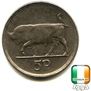 An IRISH 1994 FIVE PENCE 5p coin, 31 Years Old! - Picture 1 of 2