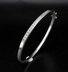 Hermoso Brazalete Conjunto de Cristal de Plata Esterlina Completamente Sello ~ Muy Bonito Circonita - Imagen 1 de 5