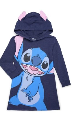 Stitch 女孩连帽长袖角色扮演连衣裙全新带标签 — 第 1/4 张图片